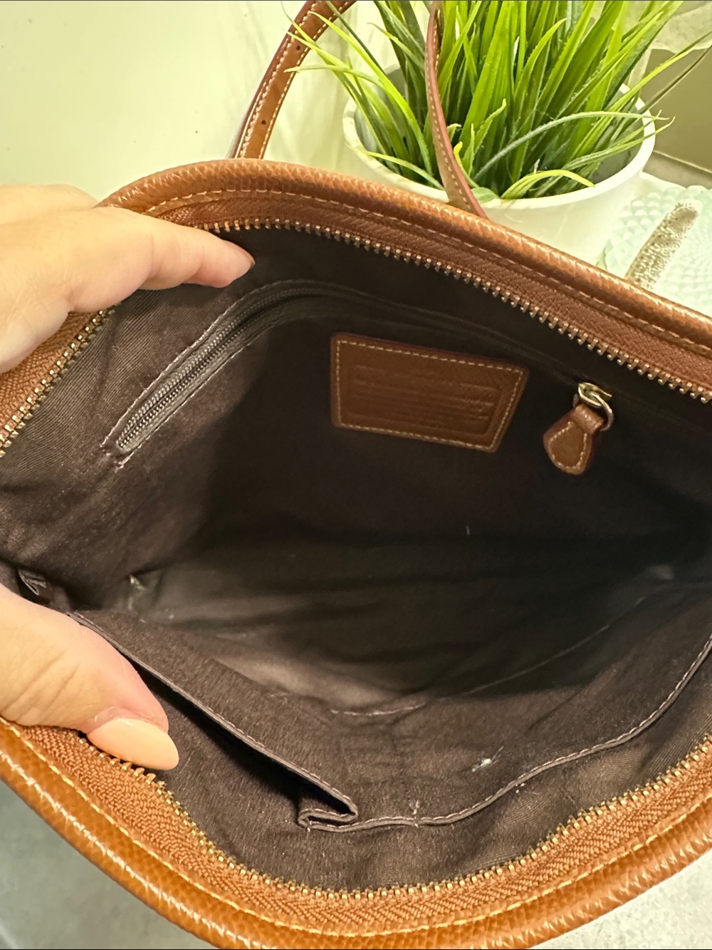 Coach Brown Signature Crossbody Bag with Leather Trim - Picture 3 of 4